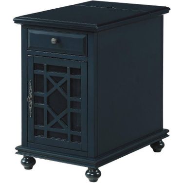 Elegant Chairside Table With Power In Catalina Blue