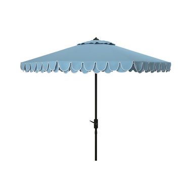 Elegant Valance 9Ft Auto Tilt Umbrella in Blue and White