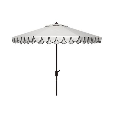 Elegant Valance 9Ft Auto Tilt Umbrella in White and Navy