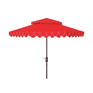 Elegant Valance 9Ft Double Top Umbrella in Red