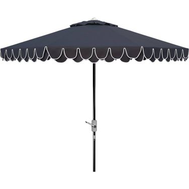 Elegant Valance Navy and White 9-Foot Auto Tilt Umbrella