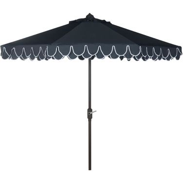 Elegant Valance Navy and White UV-Resistant 9 Auto Tilt Umbrella