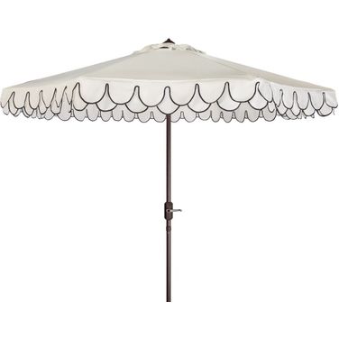 Elegant White and Black Valance 9 Auto Tilt Umbrella