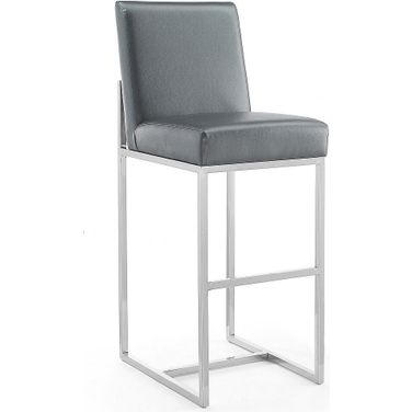 Element 29 Inch Faux Leather Bar Stool in Graphite and Polished Chrome
