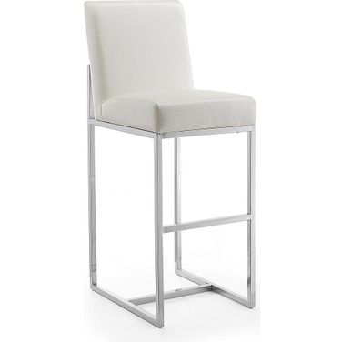 Element 29 Inch Faux Leather Bar Stool in Pearl White and Polished Chrome