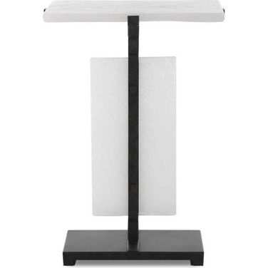 Elements Bubble Glass Accent Table In White and Bronze