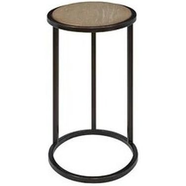 Elements Metal And Wood Top Chairside Table In Toffee