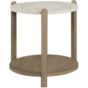 Elements Stone Top End Table In Toffee