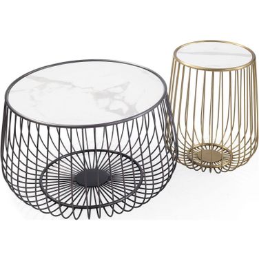 Elena White Marble Top Occasional Table Set