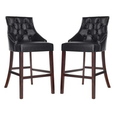 Eleni Tufted Wing Back Bar Stool Set of 2 in Black