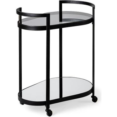 Eleonore Black Metal Frame Two-Tier With Glass Shelves Bar Cart