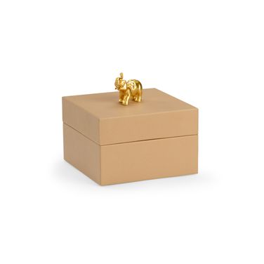Elephant Handle Box In Tan and Gold