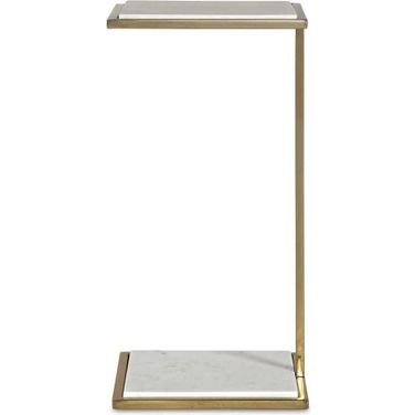 Elevate Marble Drink Table In White and Brushed Brass