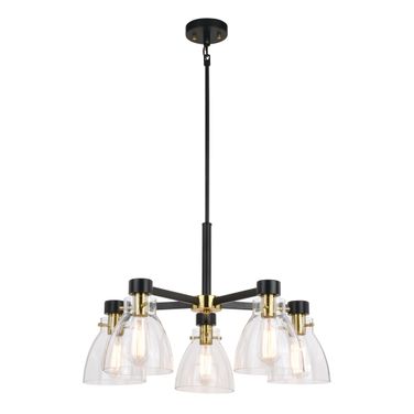 Elgin 27 Inch 5 Light Chandelier In Black and Gold