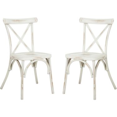 Elia Distressed White Stackable Chair Set of 2