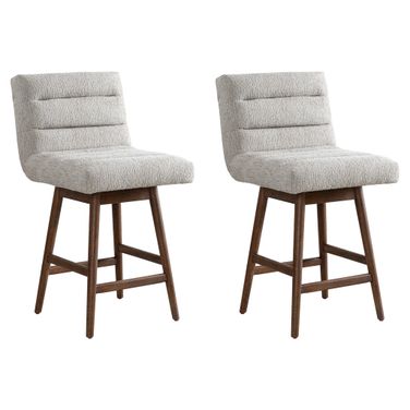 Elias 26 Inch Counter Height Swivel Barstool Set of 2 In Morning Fog and Brown
