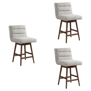 Elias 26 Inch Counter Height Swivel Barstool Set of 3 In Morning Fog and Brown