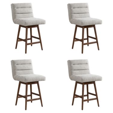 Elias 26 Inch Counter Height Swivel Barstool Set of 4 In Morning Fog and Brown