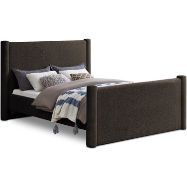 Elias Boucle Fabric King Bed In Brown