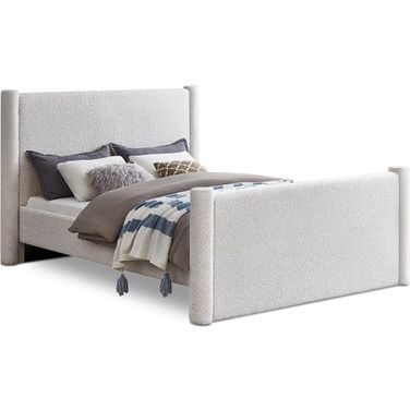 Elias Boucle Fabric King Bed In Cream