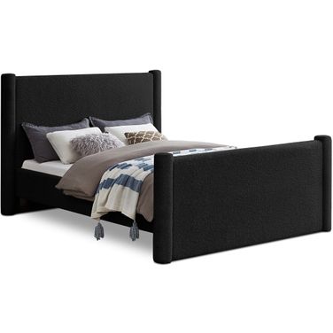 Elias Boucle Fabric Queen Bed In Black
