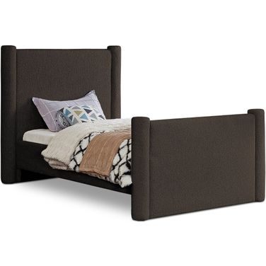 Elias Boucle Fabric Twin Bed In Brown
