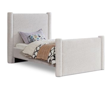 Elias Boucle Fabric Twin Bed In Cream