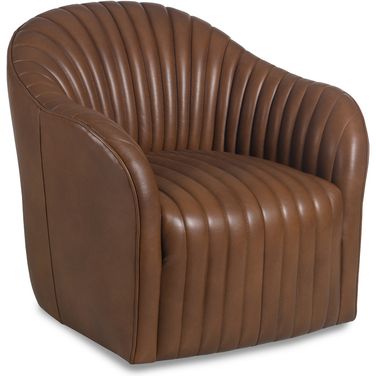 Elias Channel Back Swivel Chair In Toffee