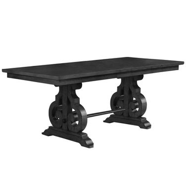 Elias Extendable Counter Height Dining Table with 18 Inch Removable Leaf In Dark Gray Wood