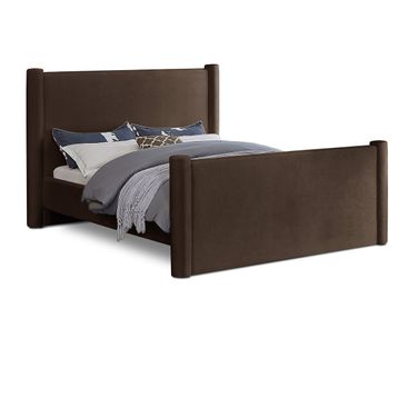 Elias King Bed In Brown Velvet