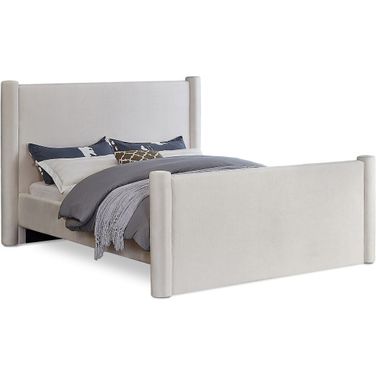 Elias King Bed In Cream Velvet