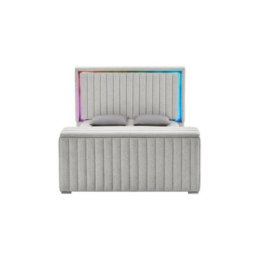 Elias King Upholstered Bed with Immersive Sound In Grey