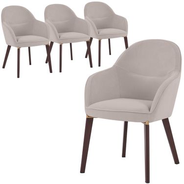 Elias Modern Dining Chair Set of 4 In Light Grey Velvet