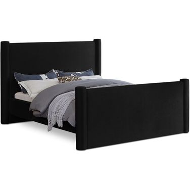 Elias Queen Bed In Black Velvet