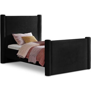 Elias Twin Bed In Black Velvet