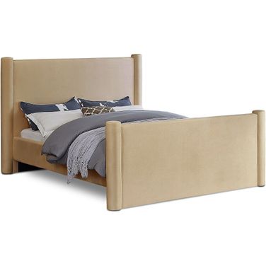 Elias Velvet King Bed In Camel