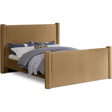 Elias Velvet King Bed In Saddle