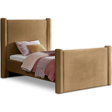 Elias Velvet Twin Bed In Saddle