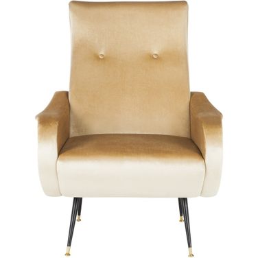 Elicia Velvet Retro Mid Century Accent Chair in Camel