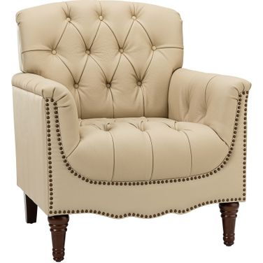 Elijah Genuine Leather Armchair In Beige