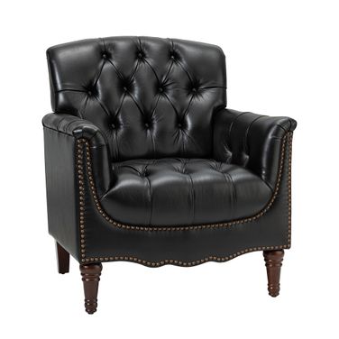 Elijah Genuine Leather Armchair In Black