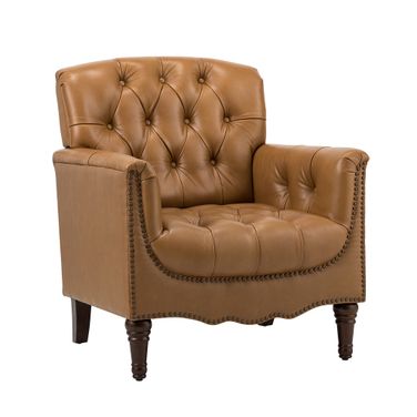 Elijah Genuine Leather Armchair In Camel