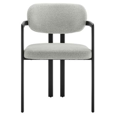 Elio Barrel Fabric and Metal Dining Chair In Black and Dove Gray
