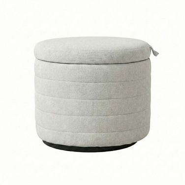 Elio Storage Ottoman In Platinum and Matte Black