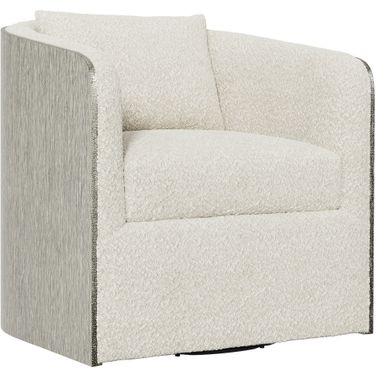 Eliot Boucle Fabric Swivel Chair In Cream