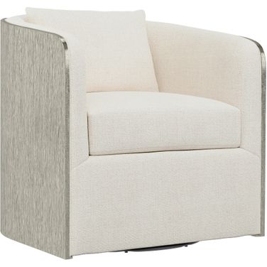 Eliot Chenille Fabric Swivel Chair In White