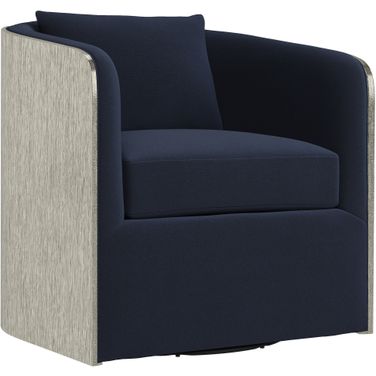 Eliot Velvet Fabric Swivel Chair In Blue