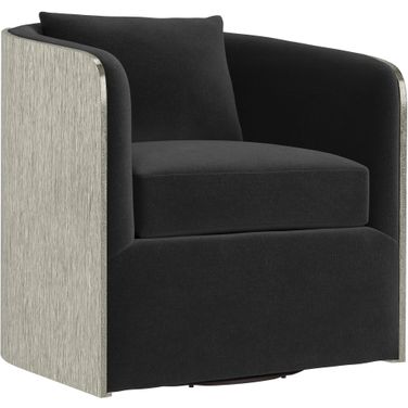 Eliot Velvet Fabric Swivel Chair In Grey