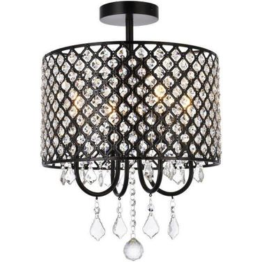 Elise 14 Inch Flush Mount In Black LD710F14BK