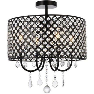 Elise 17 Inch Flush Mount In Black LD710F17BK